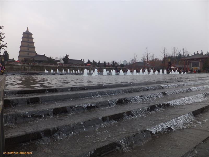 Xi'an Fountains &# Giant Wild Goose Pagoda;