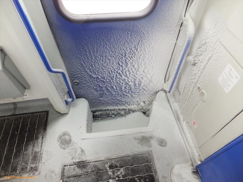 Snow inside the train
