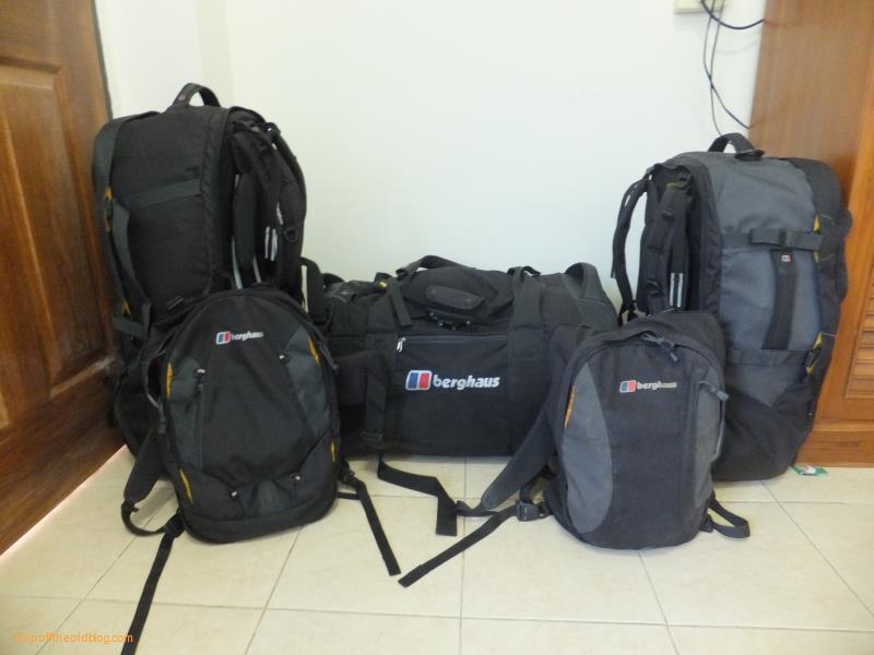 Our travelpacks, detachable day packs at the front
